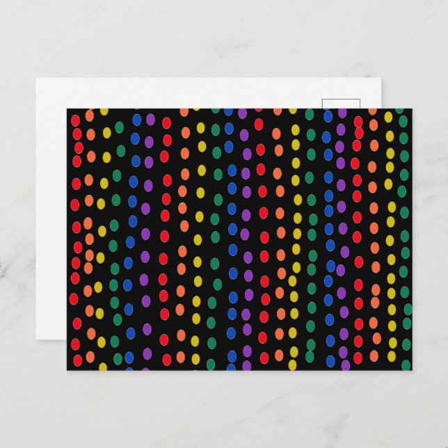 Carte Postale Points Rainbow Candy sur noir (Devant / Derrière)