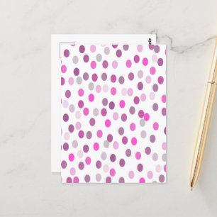 Carte Postale Points roses classiques sur fond blanc