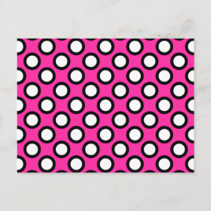 Carte Postale Points tournés, fuchsia, noir et blanc