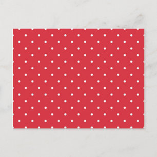 Carte Postale Pois blancs rétro sur arrière - plan rouge