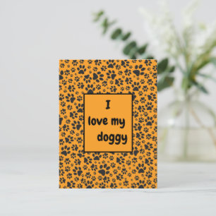 Carte Postale Pois de chien noir et blanc Pointe Polka sur dahli
