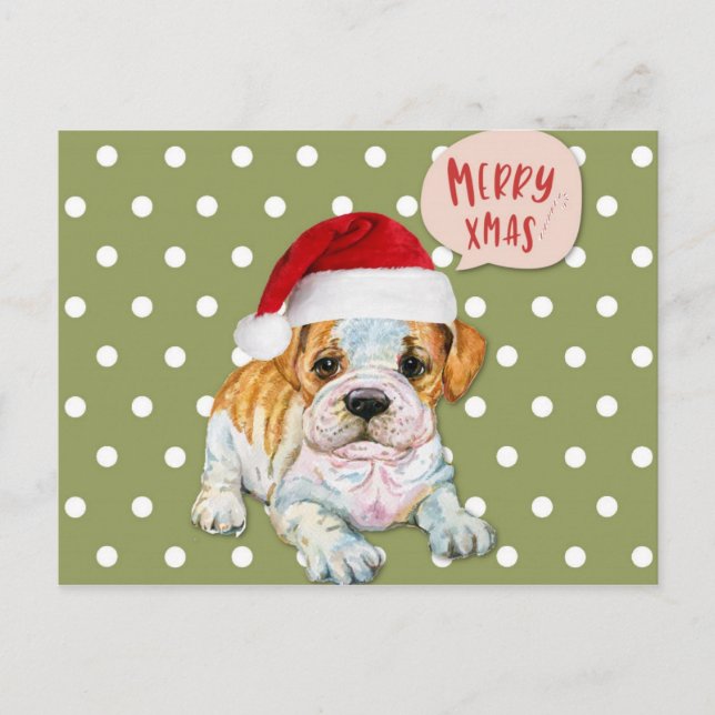Carte Postale Pois de Noël du chien mignon (Devant)