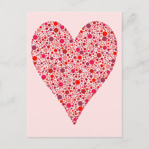 Carte Postale Pois en forme de coeur sur rose