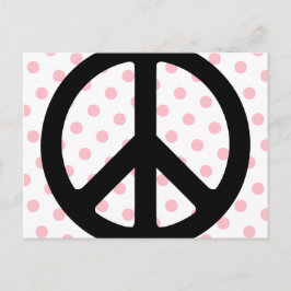 Carte Postale Pois roses avec symbole de paix noir