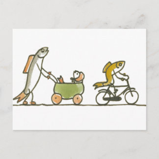 Carte Postale Poisson Buggy et Vélo