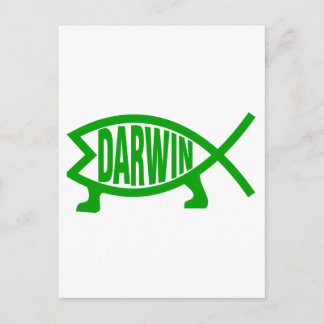 Carte Postale Poisson Darwin vert