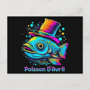 Carte Postale Poisson d'avril psychédélique