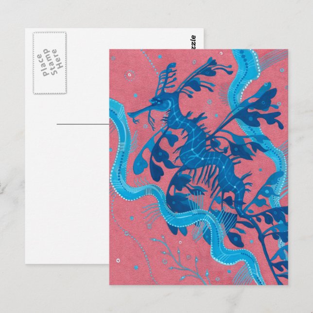 Carte Postale Poisson de mer de dragon de mer feuillu Peinture s (Devant / Derrière)