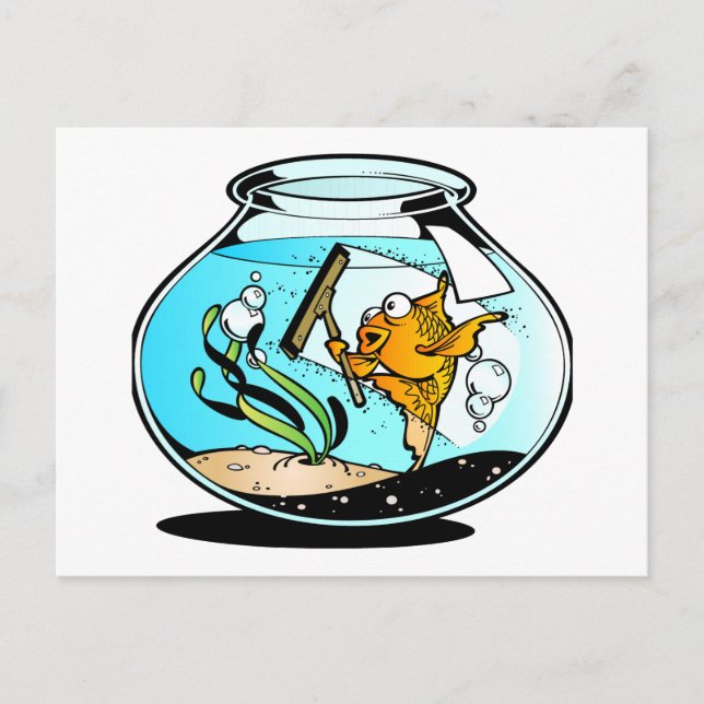 Carte Postale Poisson de nettoyage de printemps amusant (Devant)