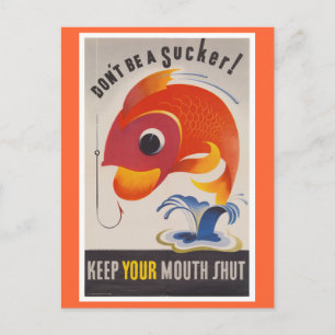 Carte Postale Poisson de propagande 2ÈME GUERRE MONDIALE vintage