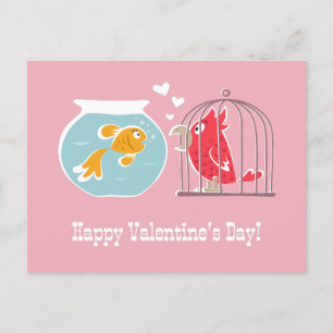 Carte Postale Poisson d'or de perroquet rouge de coeur Heureuse