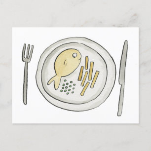 Carte Postale Poisson et chips
