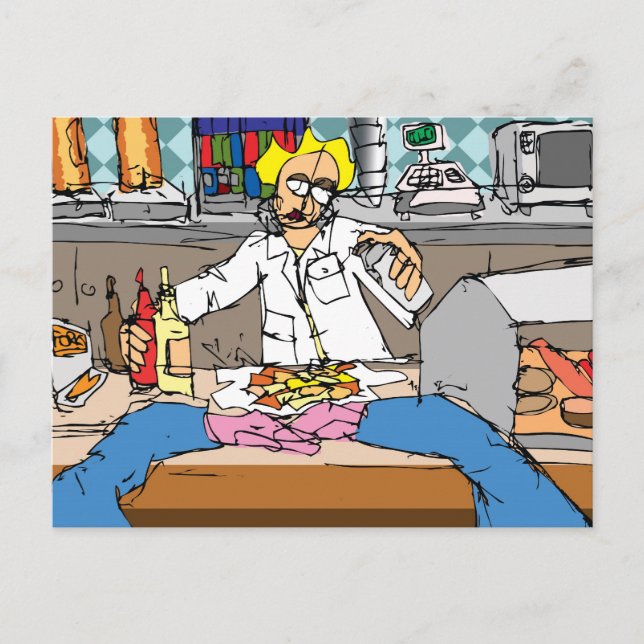 Carte Postale Poisson et chips (Devant)