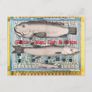 Carte Postale Poisson et chips de la Silicon Valley
