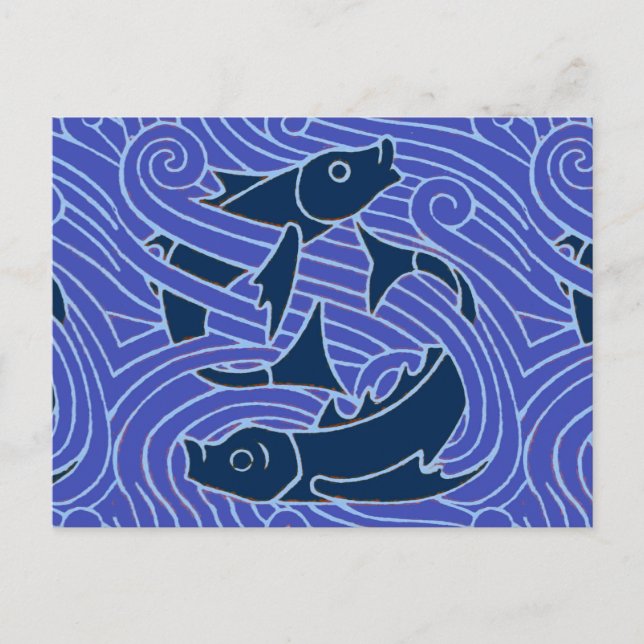 Carte Postale Poisson Gras Baignade Océan Bleu Pêche (Devant)
