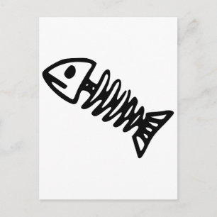 Carte Postale Poisson mort Squelette Os crâne Fossile