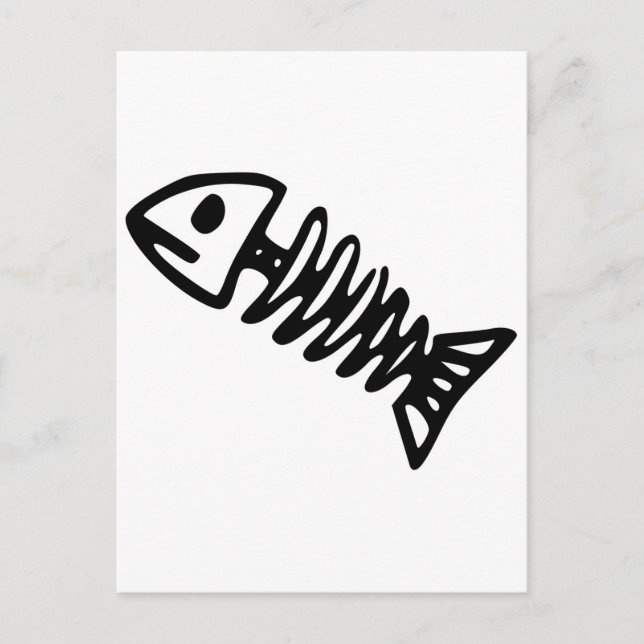 Carte Postale Poisson mort Squelette Os crâne Fossile (Devant)