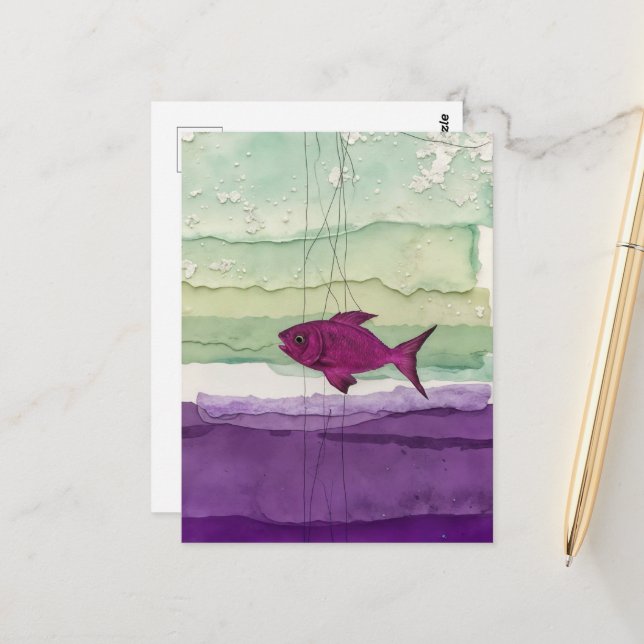 Carte Postale Poisson mou pourpre (Devant/Arrière en situation)