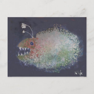 Carte Postale Poisson pêcheur ? Ou une goutte de dents ?