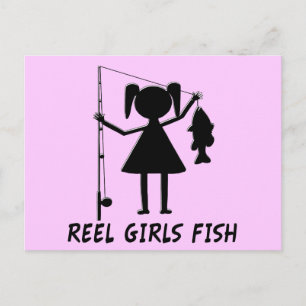 CARTE POSTALE POISSON REEL GIRLS