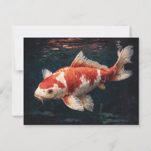 Carte Postale Poisson rouge et blanc vif Koi