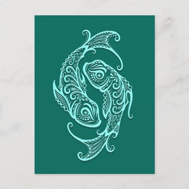 Carte Postale Poissons bleus Turquoises complexes Zodiac (Devant)