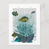 Poissons, coquillages bleus et coraux