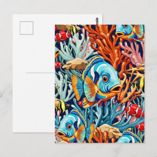Carte Postale Poissons Tropicaux Couleurs Vives Ambiance Été