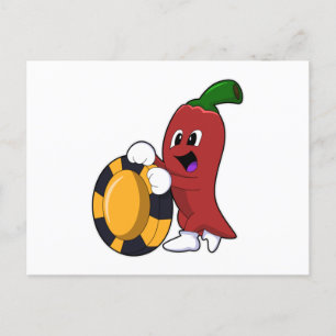 Carte Postale Poivre au Poker avec des jetons de Poker