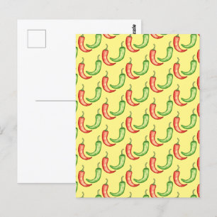 Carte Postale Poivrons Aquarelles Rouge Et Vert