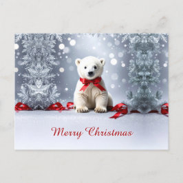 Carte Postale Polar Bear Christmas Holiday Postcard