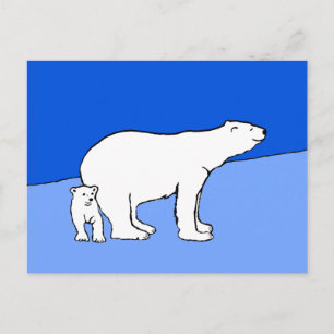 Carte Postale Polar Bear Mom and Cub Peinture - Wildlife Art