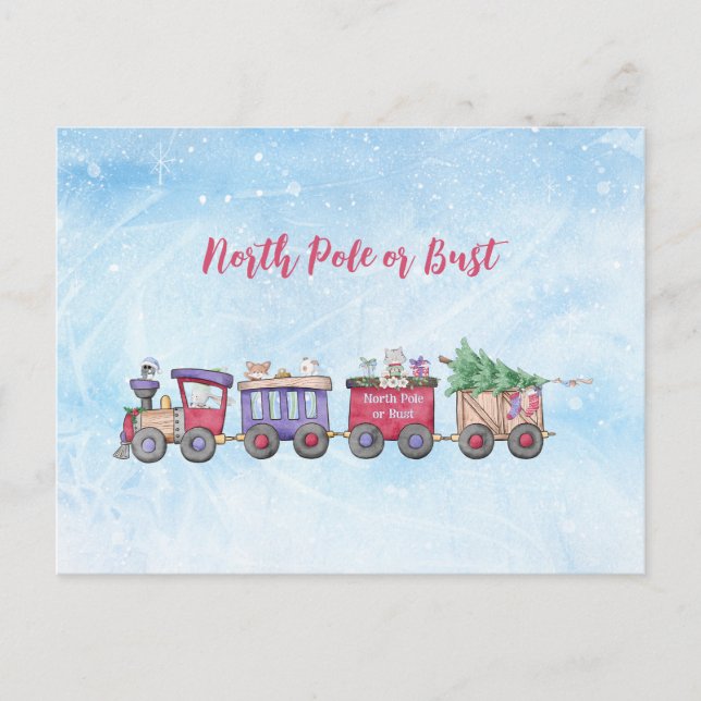 Carte Postale Pôle Nord ou rien Locomotive de Noël personnalisée (Devant)