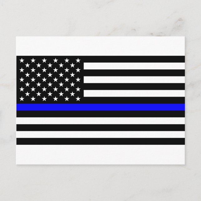 Carte Postale - Police à drapeau américain Ligne Bleue Mince (Devant)