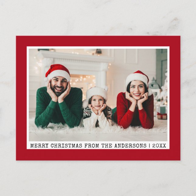 Carte Postale Police à écrire tendance Font Noël Photo Rouge (Devant)