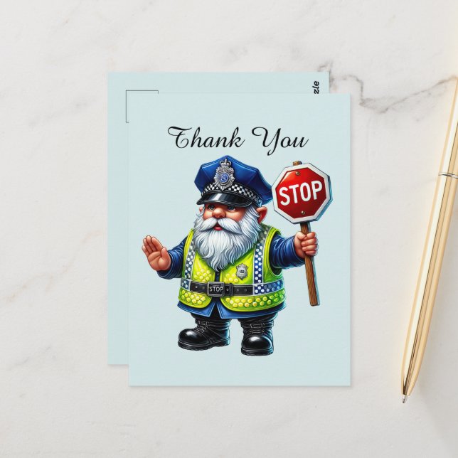 Carte Postale Police Cool merci  (Devant/Arrière en situation)