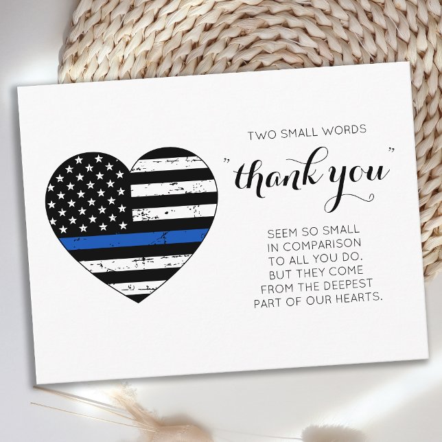 Carte Postale Police Mince Ligne Bleue Amérique Drapeau Coeur Me (Créateur téléchargé)