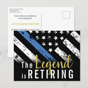 Carte Postale Police Retraite Party Blue Line Police Enforcement