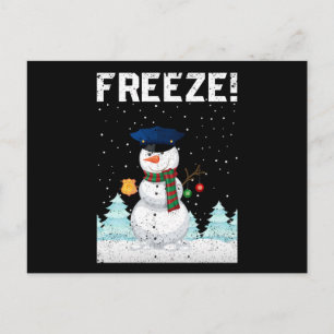 Carte Postale Policier Bonhomme de neige Police Noël Policier Xm