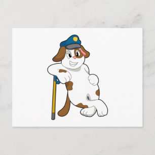 Carte Postale Policier de chien Chapeau de police