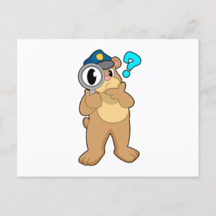 Carte Postale Policier ours Loupe