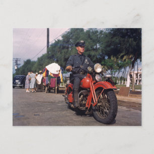 Carte Postale Policier sur la vieille moto 1939 photo Vintage