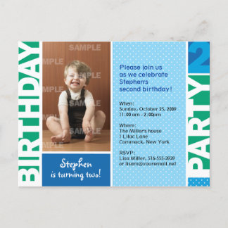 Carte Postale Polka Dot Invitation de fête d'anniversaire