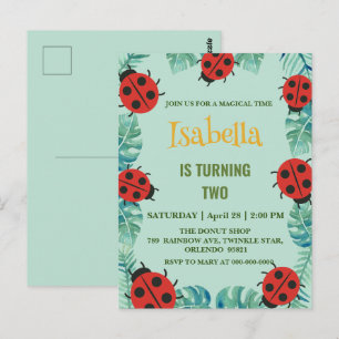 Carte Postale Polka rouge mignon point Ladybug Jungle Partir Ann