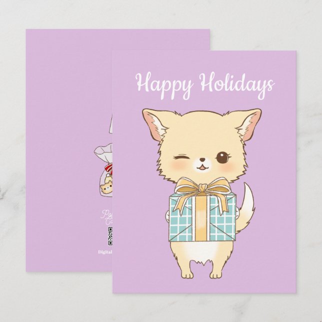 Carte Postale Poly-Pom Joyeuses Vacances En Plein Pom D'Or (Devant / Derrière)