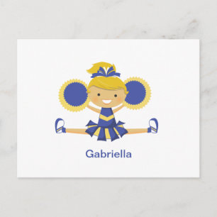 Carte Postale Pom-pom girl bleu et or
