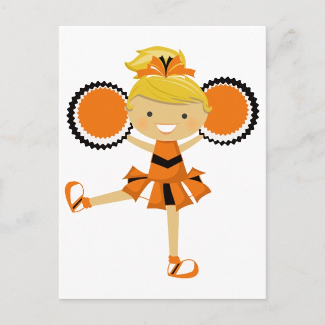 Carte Postale Pom-pom girl orange, noir et blanc (Devant)
