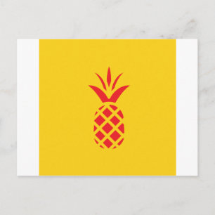 Carte Postale Pomme de pin rouge en jaune.