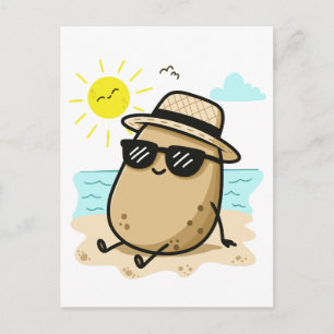 Carte Postale Pomme de terre sur la plage ambiance estivale