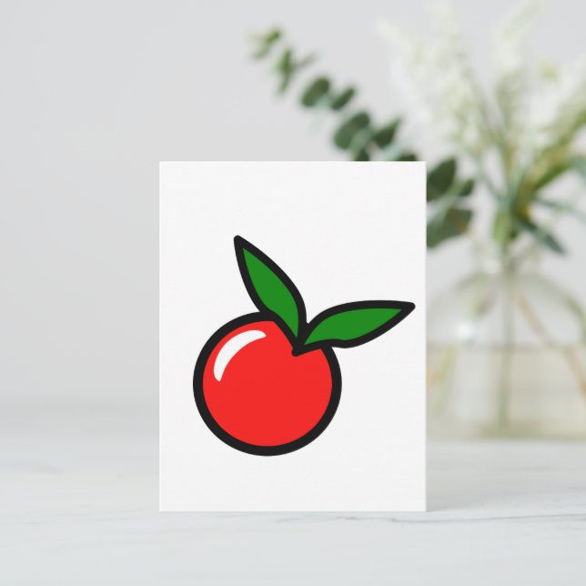 Carte Postale Pomme mignonne ou cerise, Dessin de cuisine amusan (Debout devant)